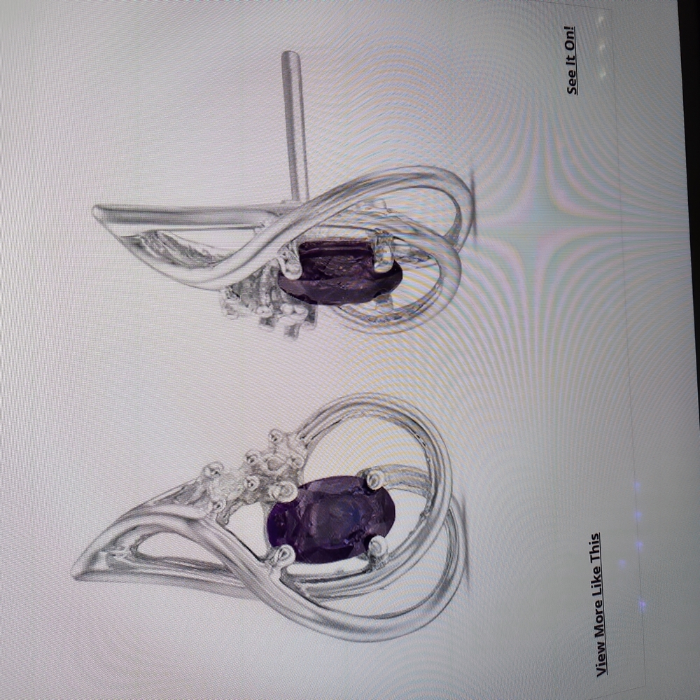Oval Amethyst and Diamond accent stud earrings sterling silver